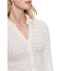 Sanctuary Pucker Up Dreamgirl Lace Point Collar Neck Long Sleeve Button Front Top