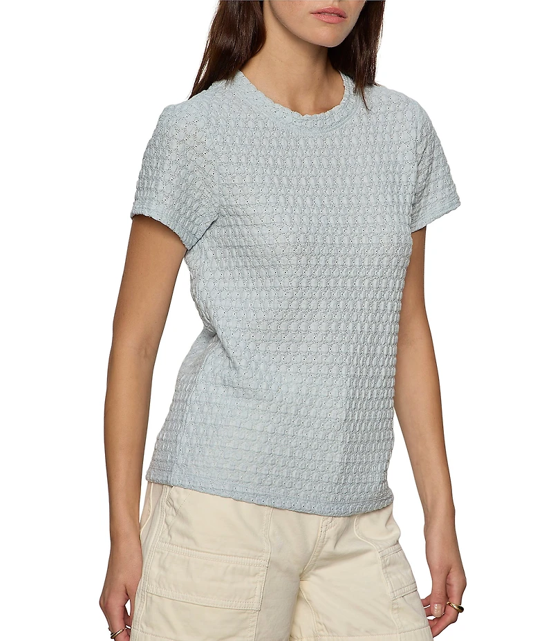 Sanctuary Pucker Up Perfect Tee Crew Neck Short Sleeve Textured Bubble Knit Top