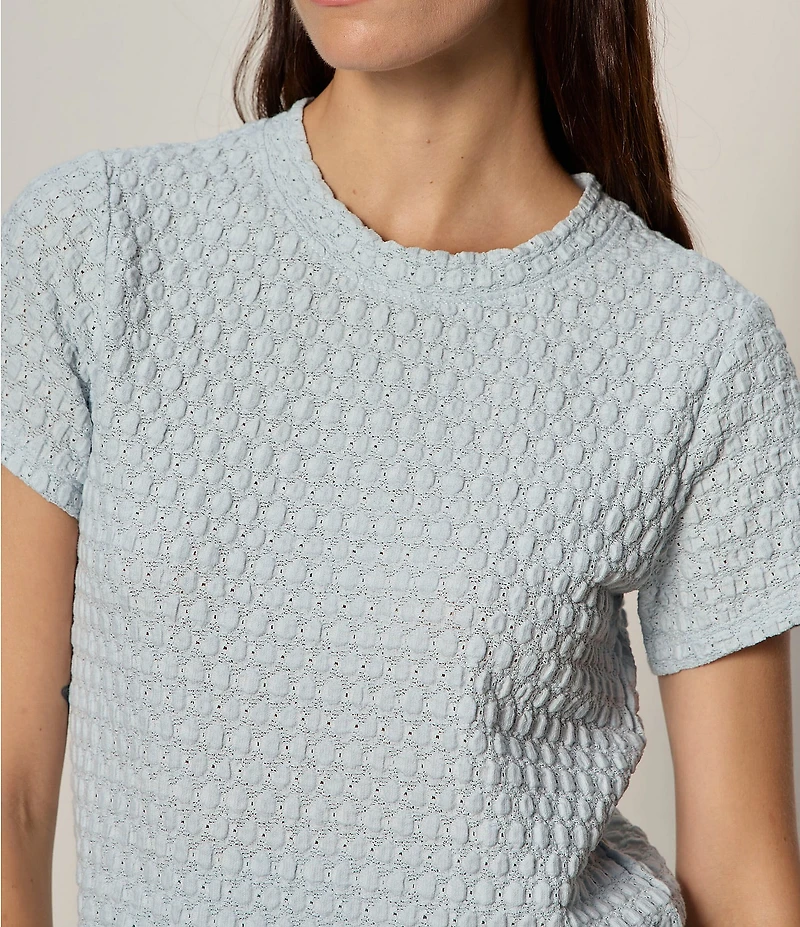 Sanctuary Pucker Up Perfect Tee Crew Neck Short Sleeve Textured Bubble Knit Top