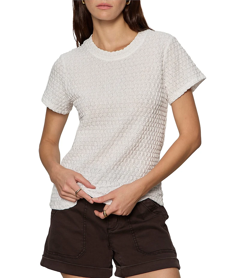 Sanctuary Pucker Up Perfect Tee Crew Neck Short Sleeve Textured Bubble Knit Top