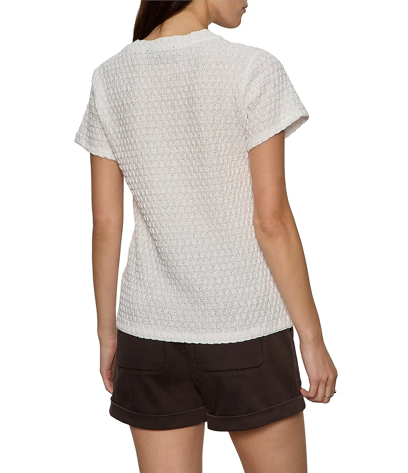 Sanctuary Pucker Up Perfect Tee Crew Neck Short Sleeve Textured Bubble Knit Top