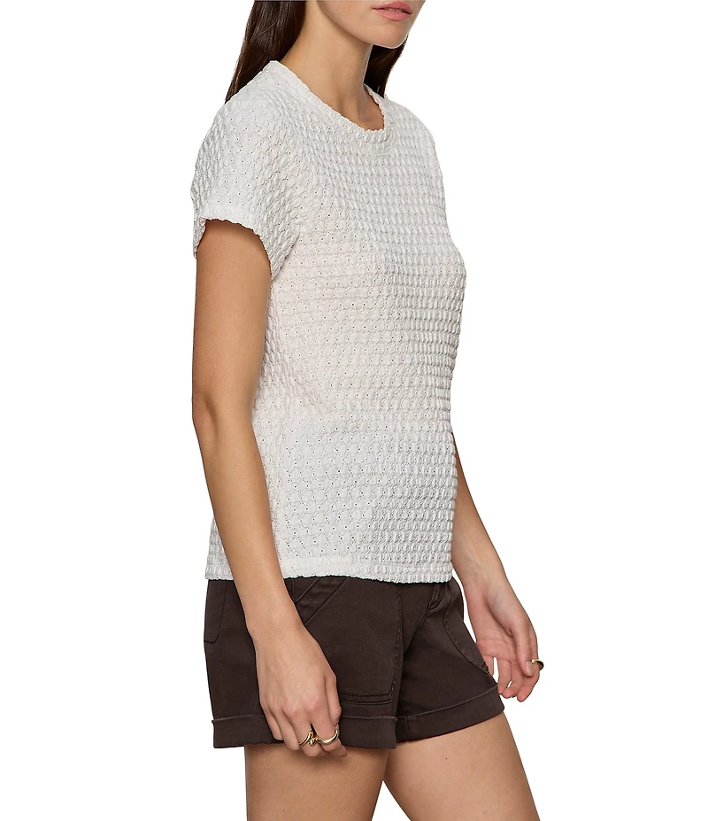 Sanctuary Pucker Up Perfect Tee Crew Neck Short Sleeve Textured Bubble Knit Top