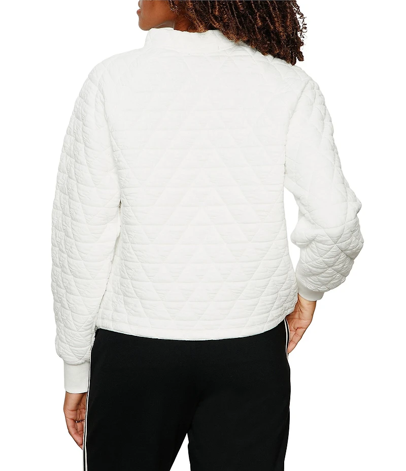 Sanctuary Quilted Textured Knit Button Neck Long Sleeve Popover Top