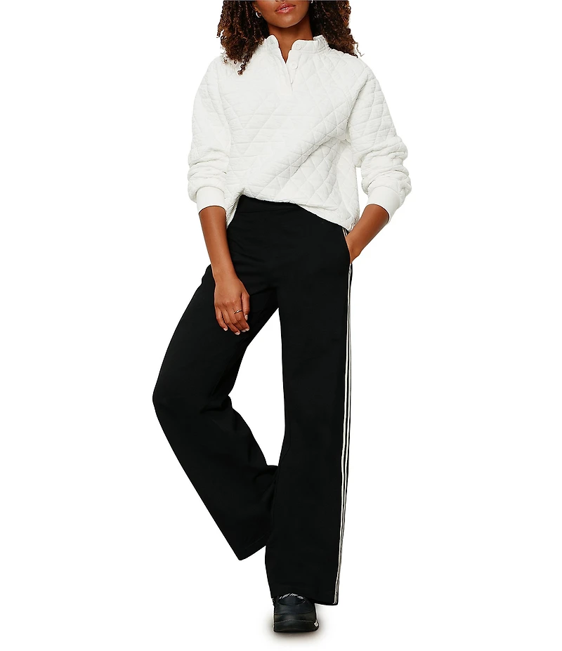 Sanctuary Quilted Textured Knit Button Neck Long Sleeve Popover Top