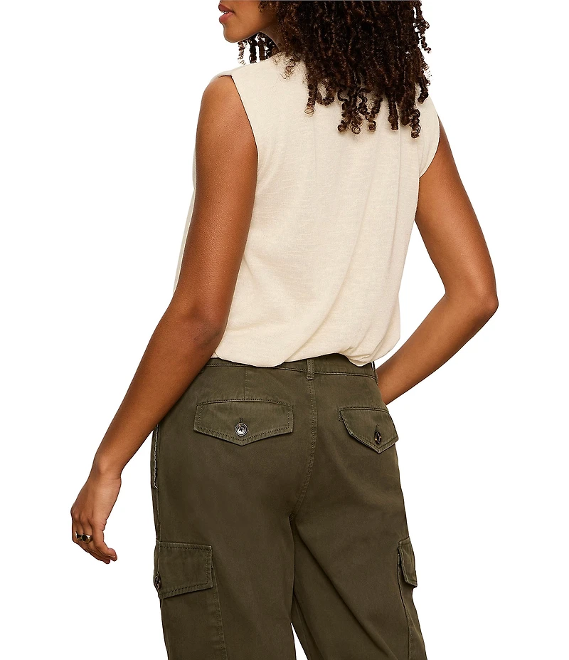 Sanctuary Quinn Bubble Boat Neck Sleeveless Knit Shell Top