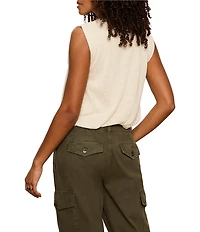 Sanctuary Quinn Bubble Boat Neck Sleeveless Knit Shell Top