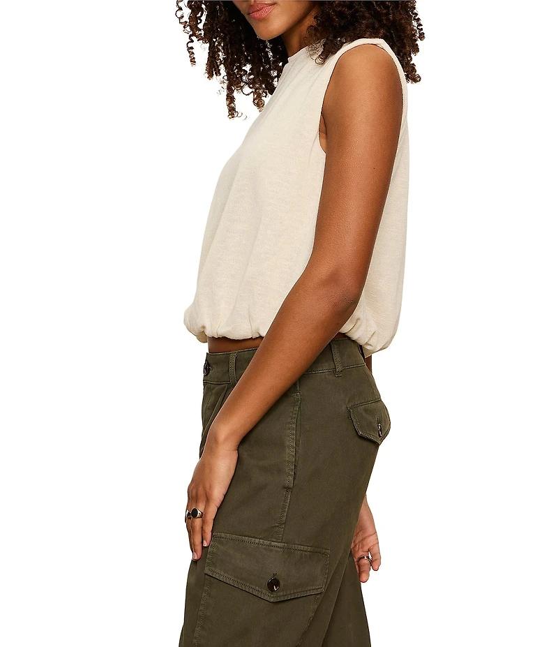 Sanctuary Quinn Bubble Boat Neck Sleeveless Knit Shell Top