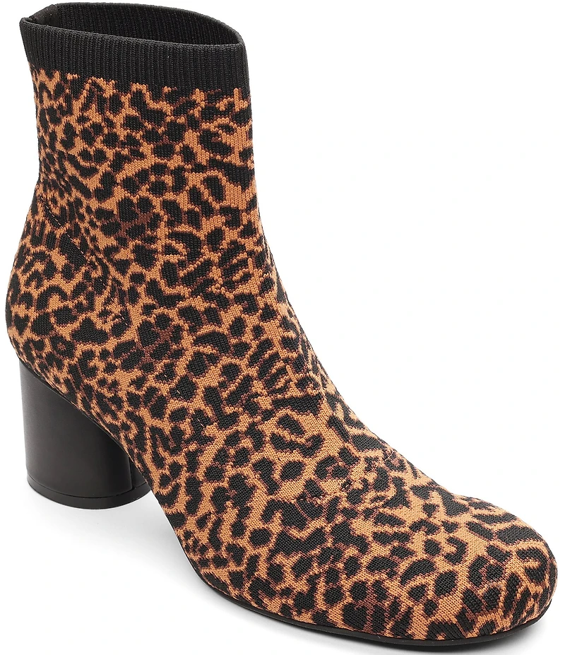 Sanctuary Rayna Leopard Print Stretch Knit Booties