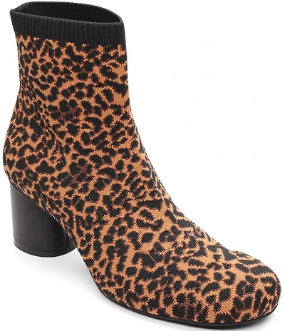 Sanctuary Rayna Leopard Print Stretch Knit Booties
