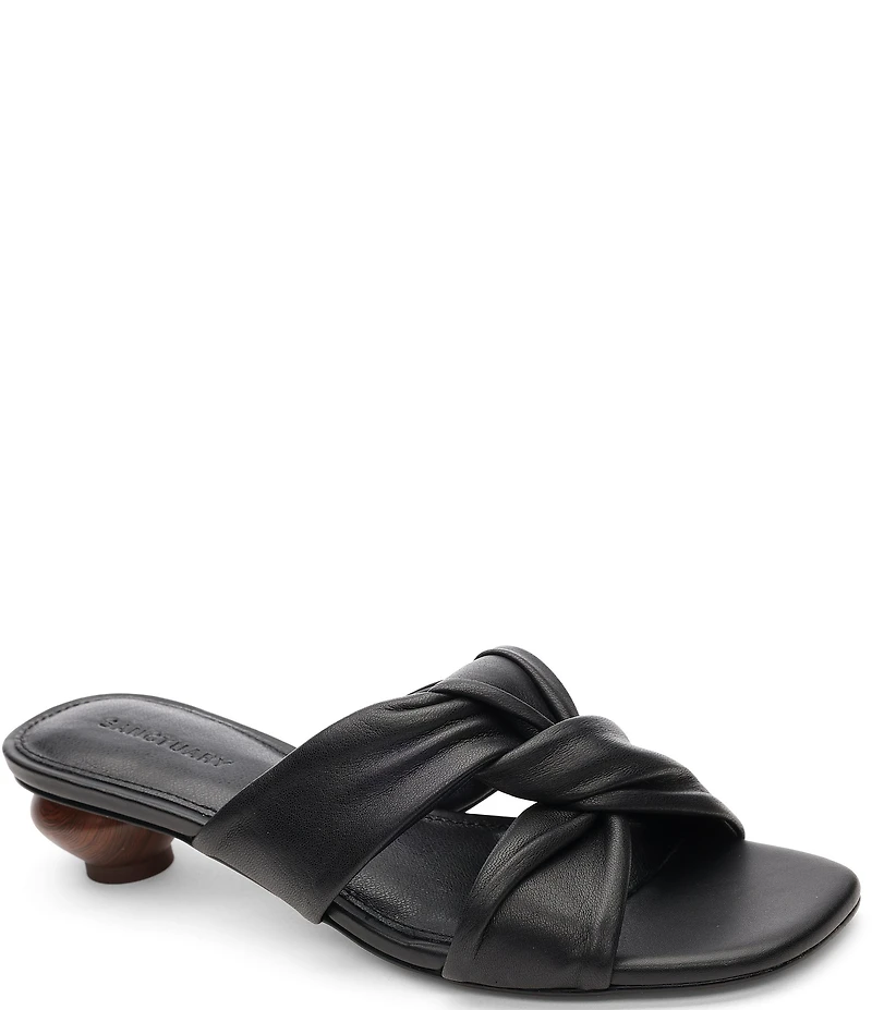 Sanctuary Reese Nappa Leather Knotted Cone Heel Slide Sandals
