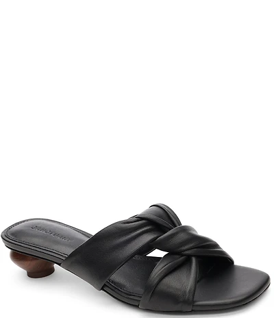 Sanctuary Reese Nappa Leather Knotted Cone Heel Slide Sandals