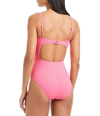 Sanctuary Refresh Rib Splice Banded Square Neck One Piece Swimsuit
