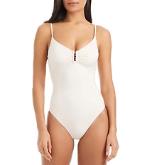 Sanctuary Refresh Rib V-Wire Scoop Neck One Piece Swimsuit