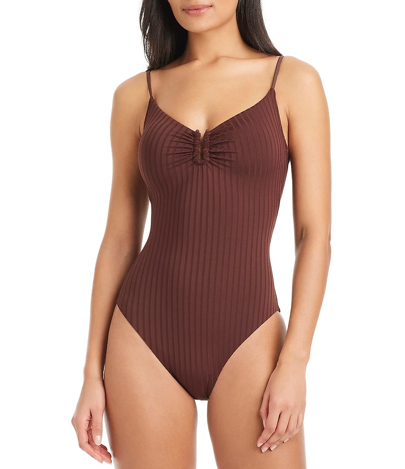 Sanctuary Refresh Rib V-Wire Scoop Neck One Piece Swimsuit