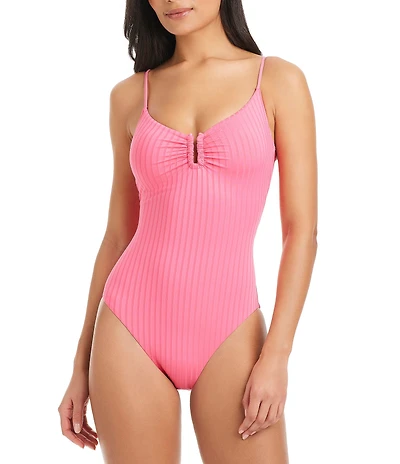 Sanctuary Refresh Rib V-Wire Scoop Neck One Piece Swimsuit