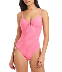 Sanctuary Refresh Rib V-Wire Scoop Neck One Piece Swimsuit