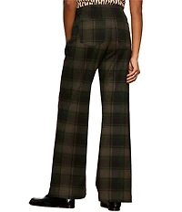 Sanctuary Relay Ponte Plaid Printed Wide Leg Pull-On Pants