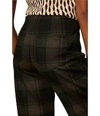 Sanctuary Relay Ponte Plaid Printed Wide Leg Pull-On Pants