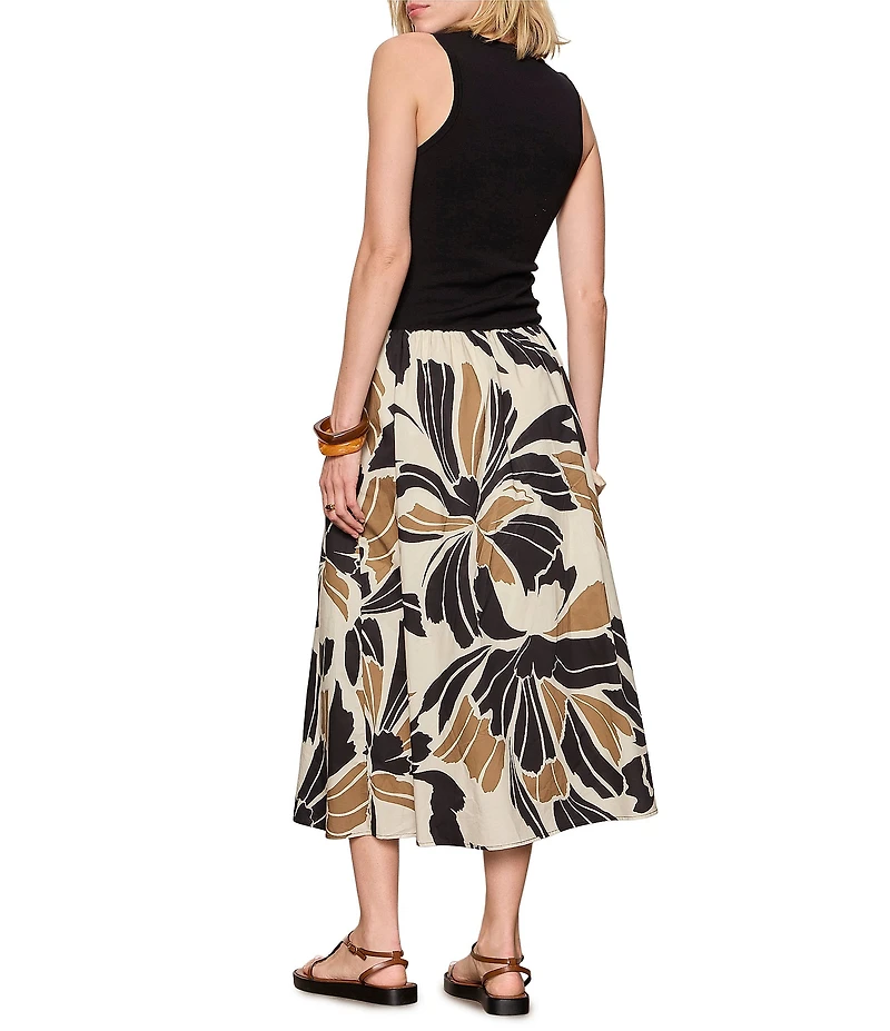 Sanctuary Sandbar Mixed Media Crew Neck Sleeveless Midi Dress