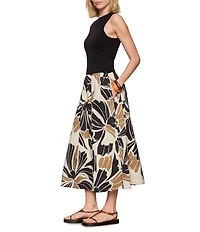 Sanctuary Sandbar Mixed Media Crew Neck Sleeveless Midi Dress