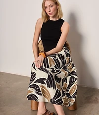 Sanctuary Sandbar Mixed Media Crew Neck Sleeveless Midi Dress