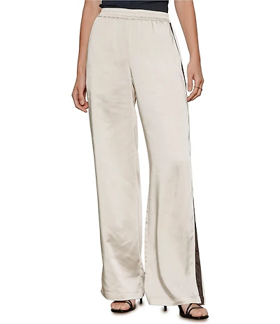 Sanctuary Satin Contrast Stripe Straight Leg Track Pants