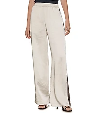 Sanctuary Satin Contrast Stripe Straight Leg Track Pants