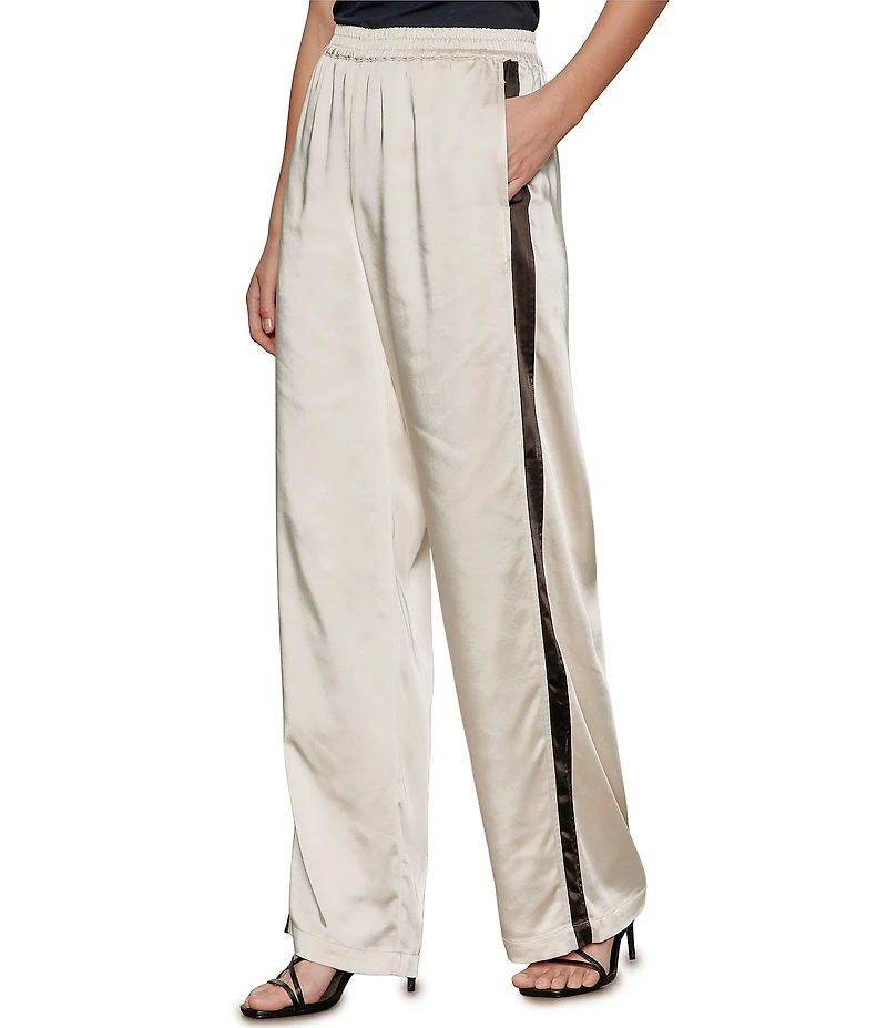 Sanctuary Satin Contrast Stripe Straight Leg Track Pants