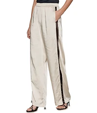 Sanctuary Satin Contrast Stripe Straight Leg Track Pants