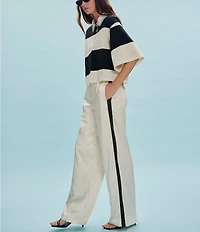 Sanctuary Satin Contrast Stripe Straight Leg Track Pants