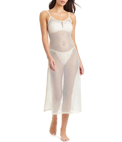 Sanctuary Sea Crochet Scoop Neck Maxi Slip Swim Cover-Up Dress