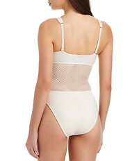 Sanctuary Sea Crochet V-Neck High Leg Moderate Coverage Tank One Piece Swimsuit