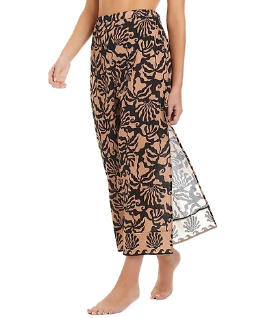 Sanctuary Shell We Side Slit Elastic Waist Crop Pant Swim Cover-Up