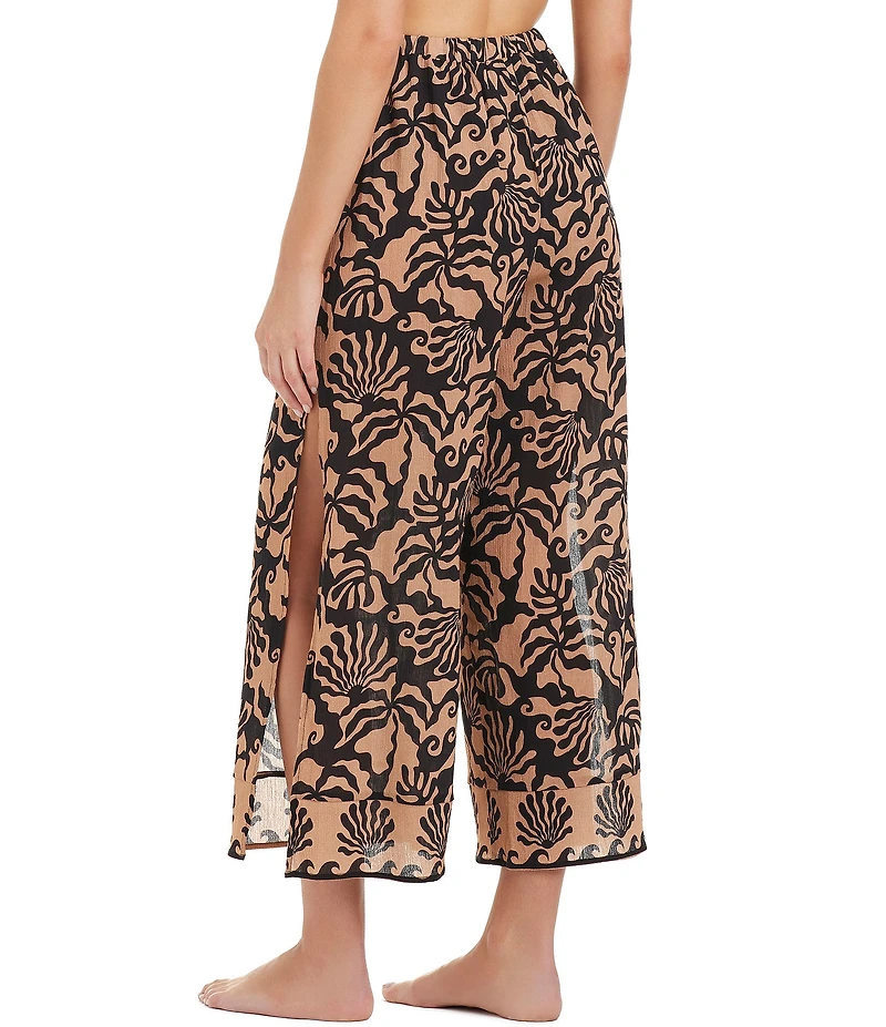 Sanctuary Shell We Side Slit Elastic Waist Crop Pant Swim Cover-Up