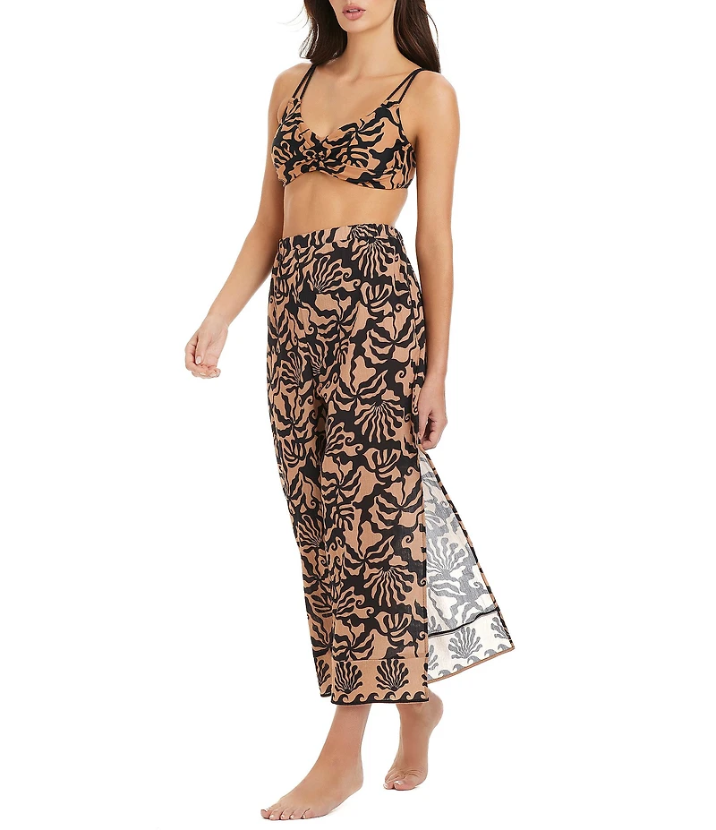 Sanctuary Shell We Side Slit Elastic Waist Crop Pant Swim Cover-Up
