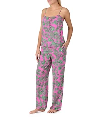 Sanctuary Sleeveless Round Neck Cami & Pant Woven Floral Print Pajama Set