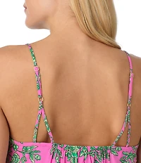 Sanctuary Sleeveless Round Neck Cami & Pant Woven Floral Print Pajama Set