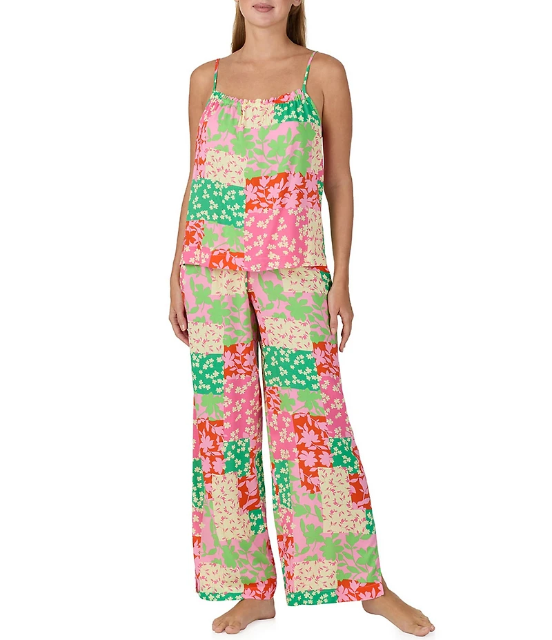Sanctuary Sleeveless Round Neck Woven Patchwork Floral Print Long Pajama Set