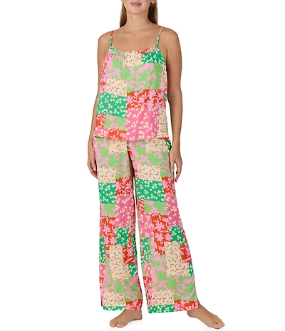 Sanctuary Sleeveless Round Neck Woven Patchwork Floral Print Long Pajama Set