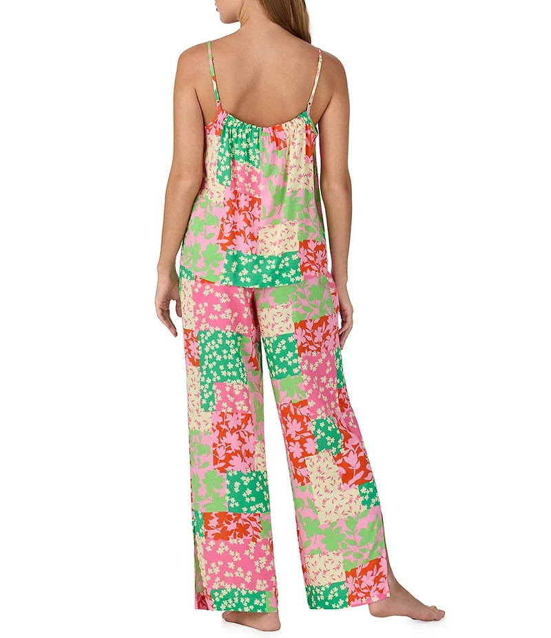 Sanctuary Sleeveless Round Neck Woven Patchwork Floral Print Long Pajama Set