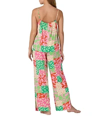 Sanctuary Sleeveless Round Neck Woven Patchwork Floral Print Long Pajama Set