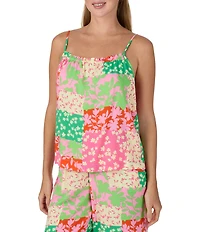 Sanctuary Sleeveless Round Neck Woven Patchwork Floral Print Long Pajama Set