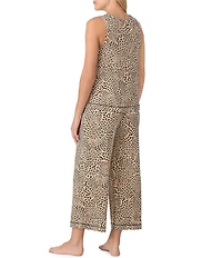 Sanctuary Sleeveless Scoop Neck Animal Print Jersey Knit Cropped Pajama Set