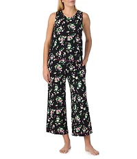 Sanctuary Sleeveless Scoop Neck Floral Jersey Knit Cropped Pajama Set