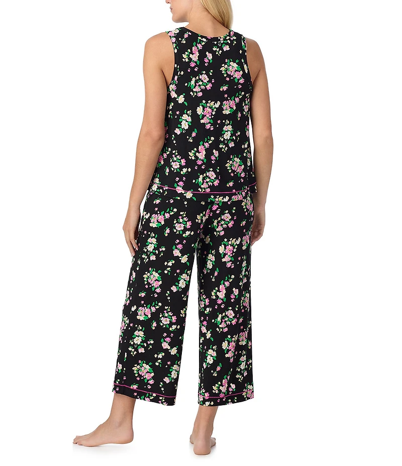 Sanctuary Sleeveless Scoop Neck Floral Jersey Knit Cropped Pajama Set