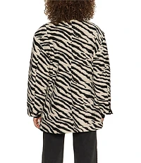 Sanctuary Soiree Zebra Print Collared Long Sleeve Barn Jacket