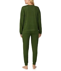 Sanctuary Solid Long Sleeve Round Neck Knit Jogger Long Pajama Set