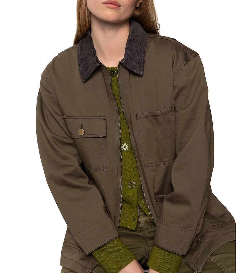 Sanctuary Spread Corduroy Collar Long Sleeve Barn Jacket