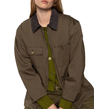 Sanctuary Spread Corduroy Collar Long Sleeve Barn Jacket