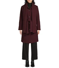 Sanctuary Stand Collar Detachable Scarf Stand Collar Belted Button Front Walker Coat